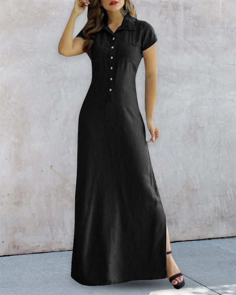 Faux Denim Dress Black 23BF Casual Dresses Clothes Dresses Spring Summer