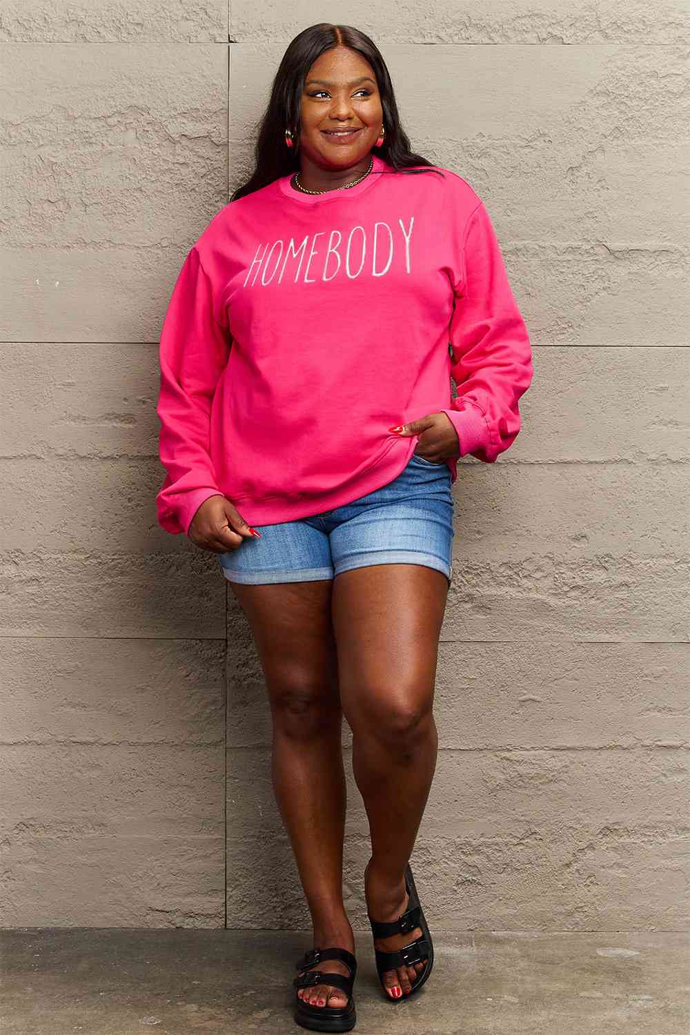 TastyHottie - Simply Love Full Size HOMEBODY Graphic Sweatshirt