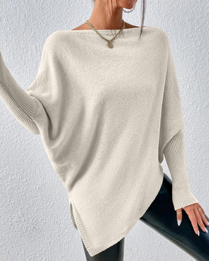 TastyHottie - Solid Color Sweater with Irregular Hem