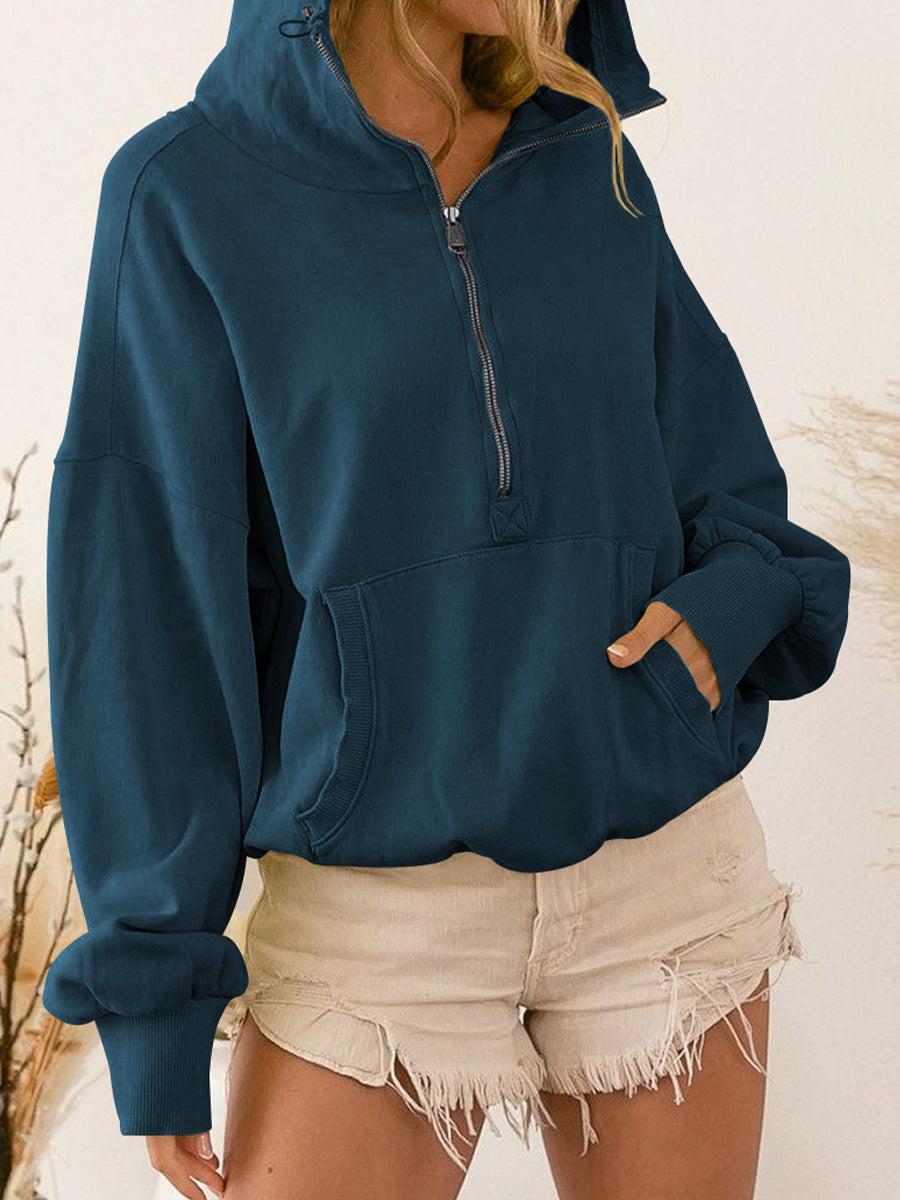 TastyHottie - Zip-Up Dropped Shoulder Hoodie