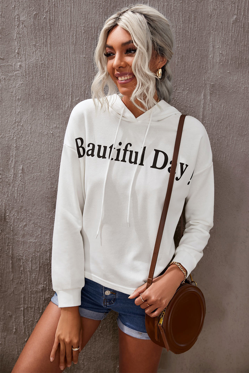 TastyHottie - BEAUTIFUL DAY Graphic Drawstring Hoodie