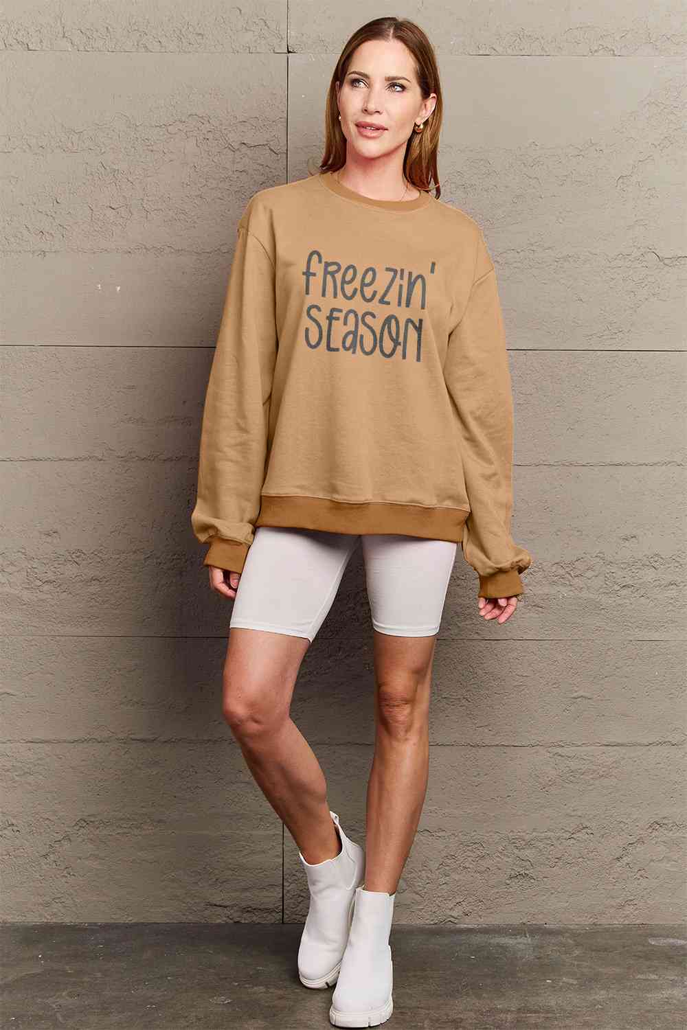 TastyHottie - Simply Love Full Size FREEZIN' SEASON Graphic Sweatshirt