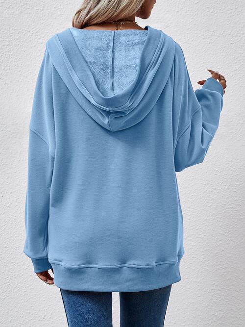 TastyHottie - V-Neck Drop Shoulder Long Sleeve Hoodie