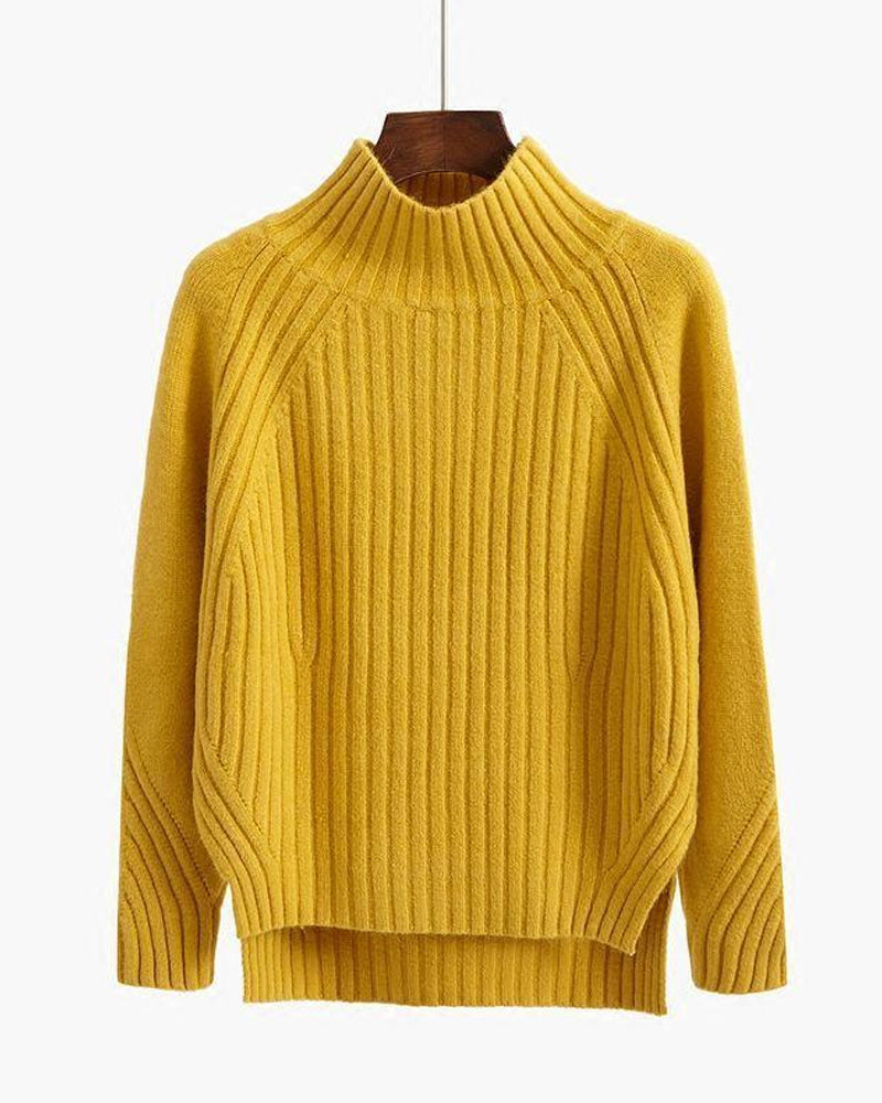 Solid Color Stand-up Sweater Yellow 2023 f/w 23BF clothes Sweaters sweaters & cardigans Tops/Blouses