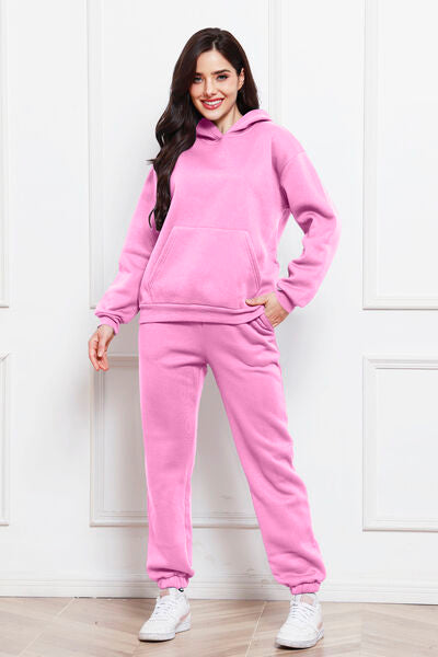 Drop Shoulder Long Sleeve Hoodie and Pants Set, 2 Piece Sweater and Pants Set Carnation Pink bottoms clothes lounge lounge wear lounge wear sets loungewear loungewear sets S.S.Ni sets Ship From Overseas Sweater sweaters Sweatshirt