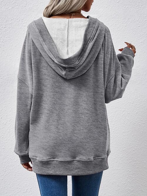 TastyHottie - V-Neck Drop Shoulder Long Sleeve Hoodie