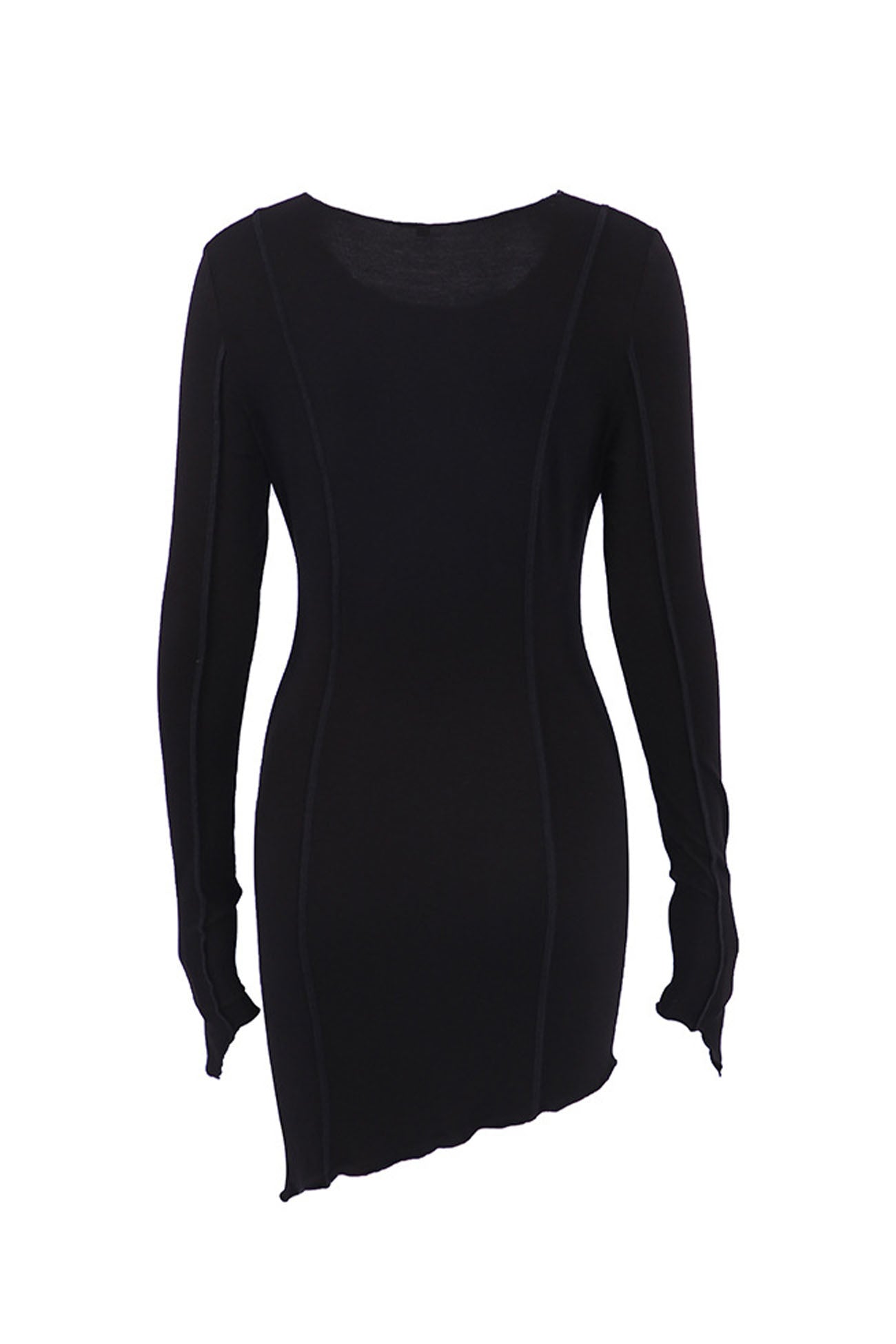 TastyHottie - Irregular Shirred Long Sleeve Bodycon Mini Dress