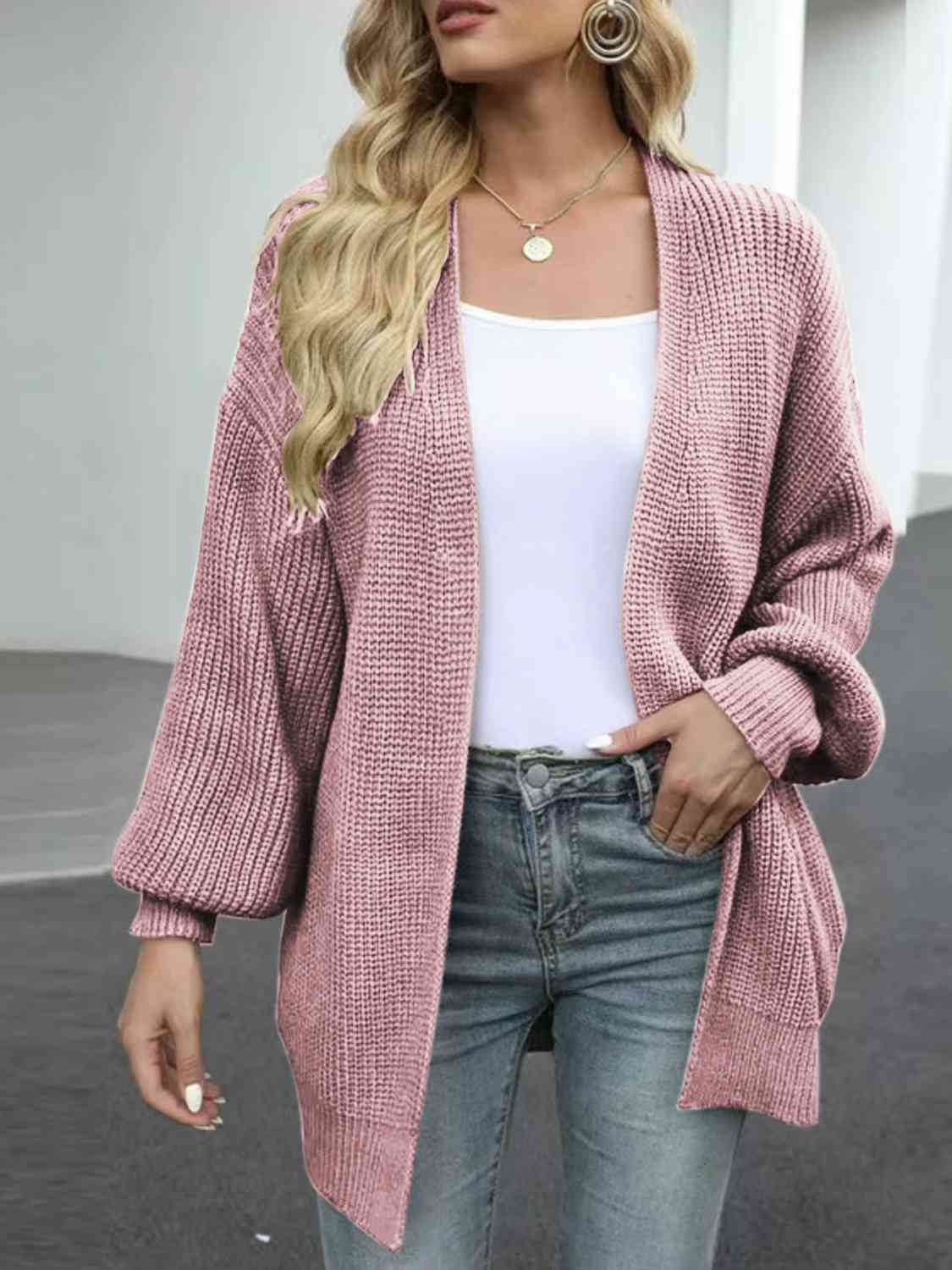 TastyHottie - Drop Shoulder Balloon Sleeve Cardigan