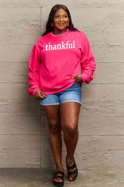 TastyHottie - Simply Love Full Size THANKFUL Graphic Sweatshirt