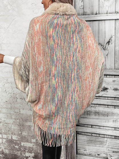 TastyHottie - Open Front Fringe Hem Poncho Fashion Sweater