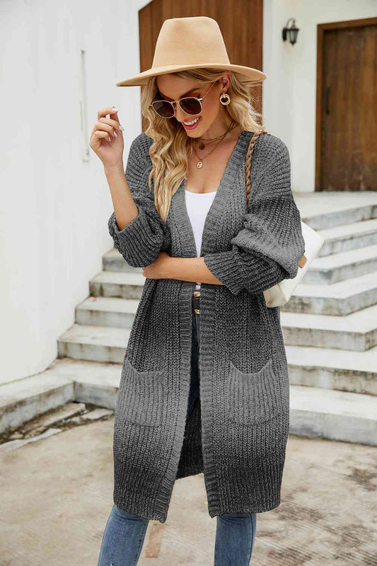 Gradient Open Front Cardigan Charcoal cardigan cardigans clothes SF Knit Ship From Overseas sweater sweaters