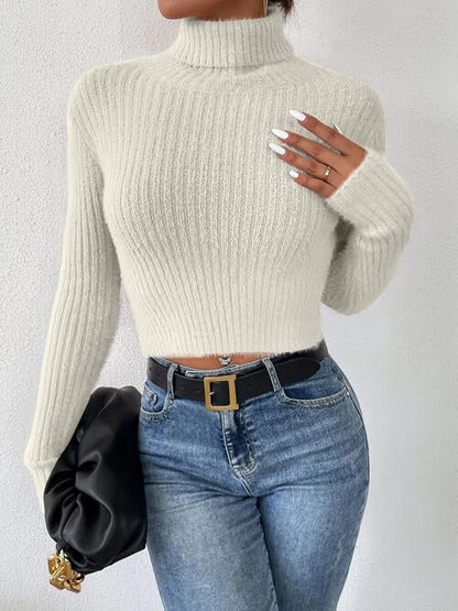 TastyHottie - Ribbed Turtleneck Long Sleeve Sweater