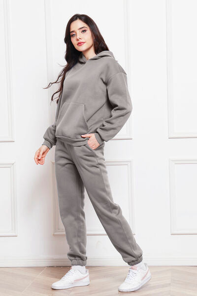 TastyHottie - Drop Shoulder Long Sleeve Hoodie and Pants Set 2 Piece Sweater and Pants Set