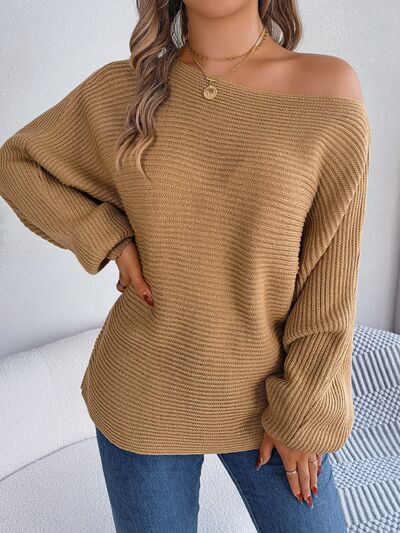 TastyHottie - One-Shoulder Lantern Sleeve Sweater