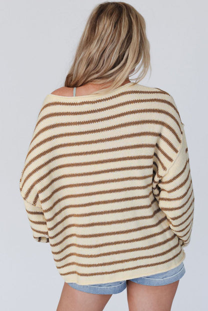 TastyHottie - Boat Neck Long Sleeve Fashion Striped Sweater