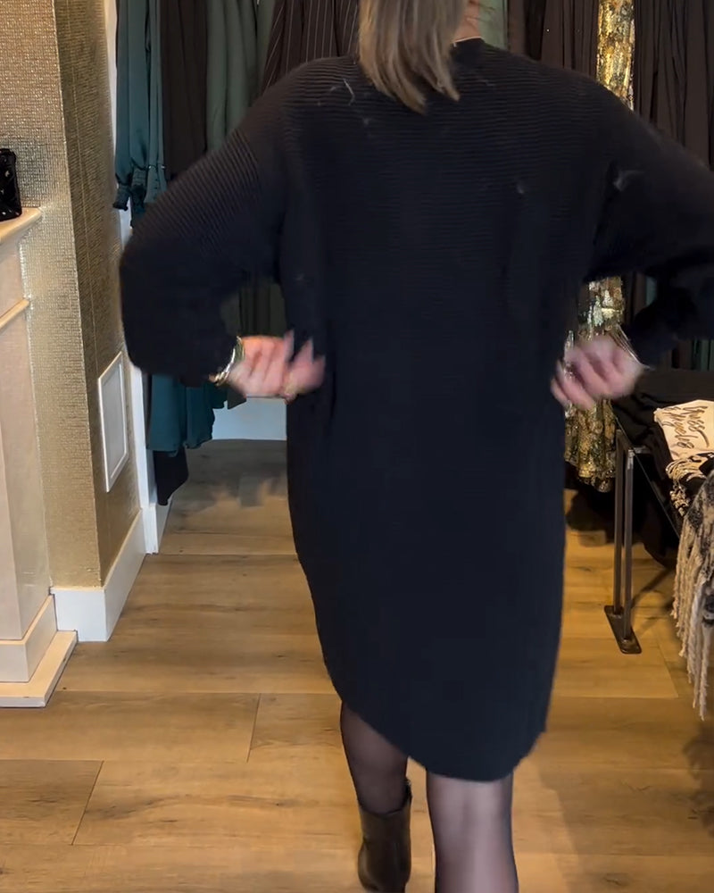 TastyHottie - V-Neck Solid Color Sweater Dress