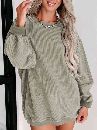 TastyHottie - Round Neck Dropped Shoulder Washed Out Casual Sweatshirt