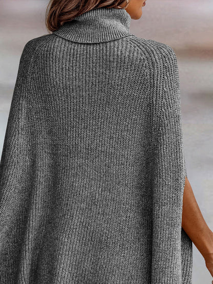 TastyHottie - Turtleneck Dolman Sleeve Poncho Fashion Sweater