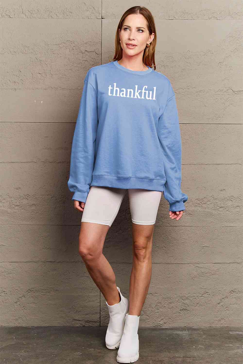 TastyHottie - Simply Love Full Size THANKFUL Graphic Sweatshirt