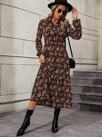 Long Sleeve Collared Casual Casual Midi Dress Multicolor casual dress casual dresses clothes dress dresses long sleeve dress long sleeve dresses midi dress Ship From Overseas Shipping Delay 09/29/2023 - 10/03/2023 Z@Q