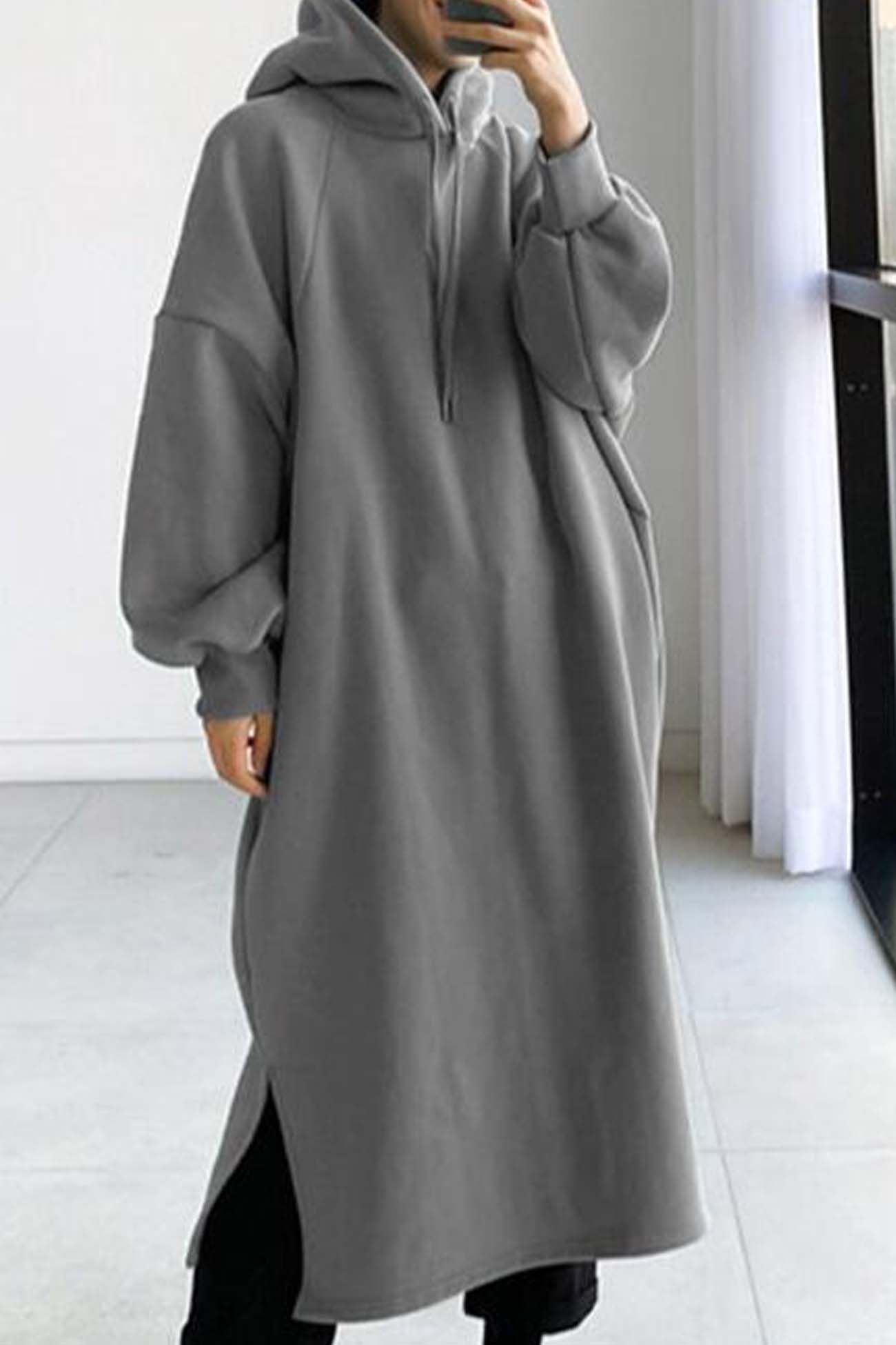 TastyHottie - Drop Shoulder Hooded Sweatshirt Dress