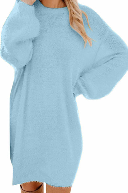 TastyHottie - Long Sleeve Crew Neck Plush Dress