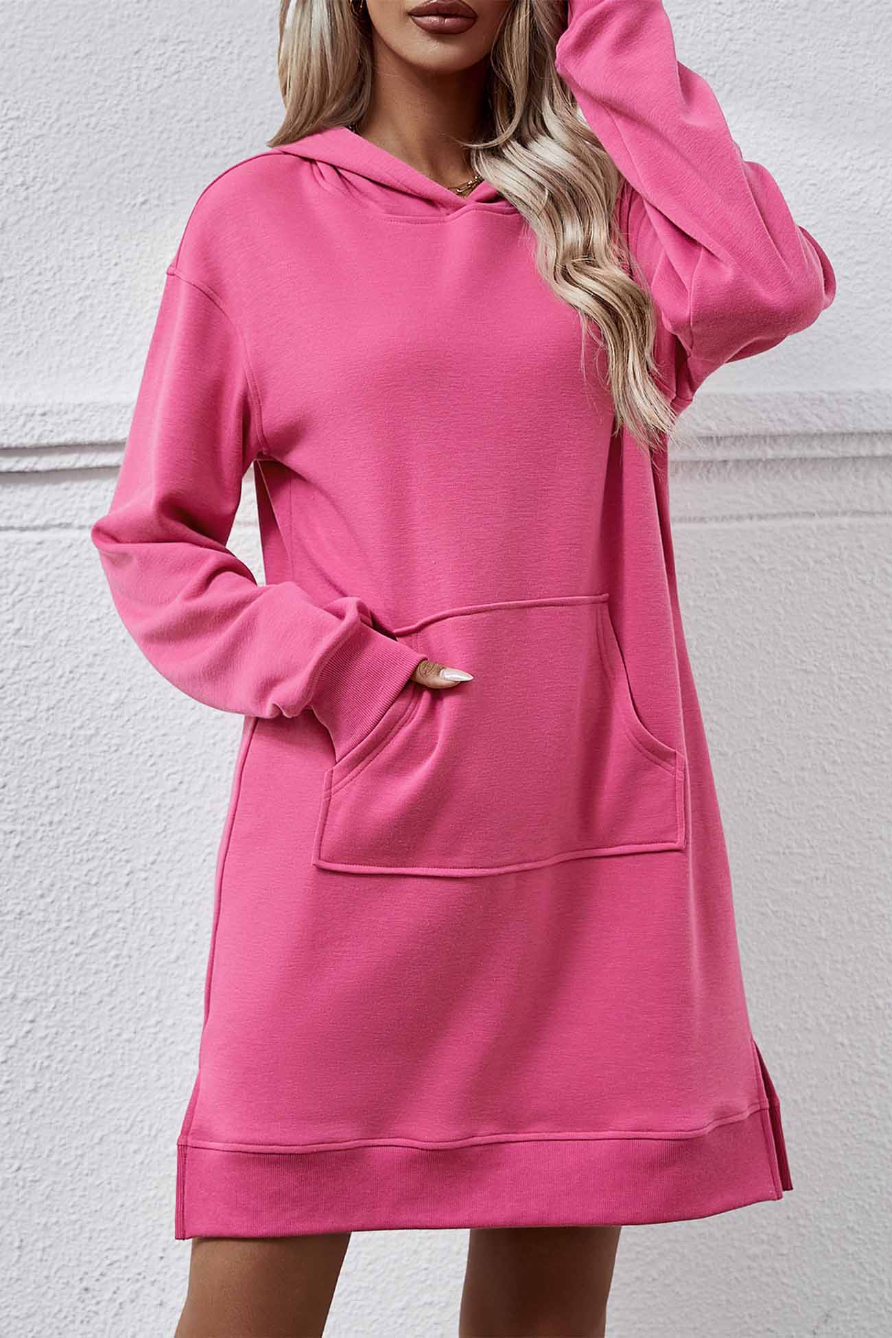 TastyHottie - Pocket Slit Midi Hoodie Dress