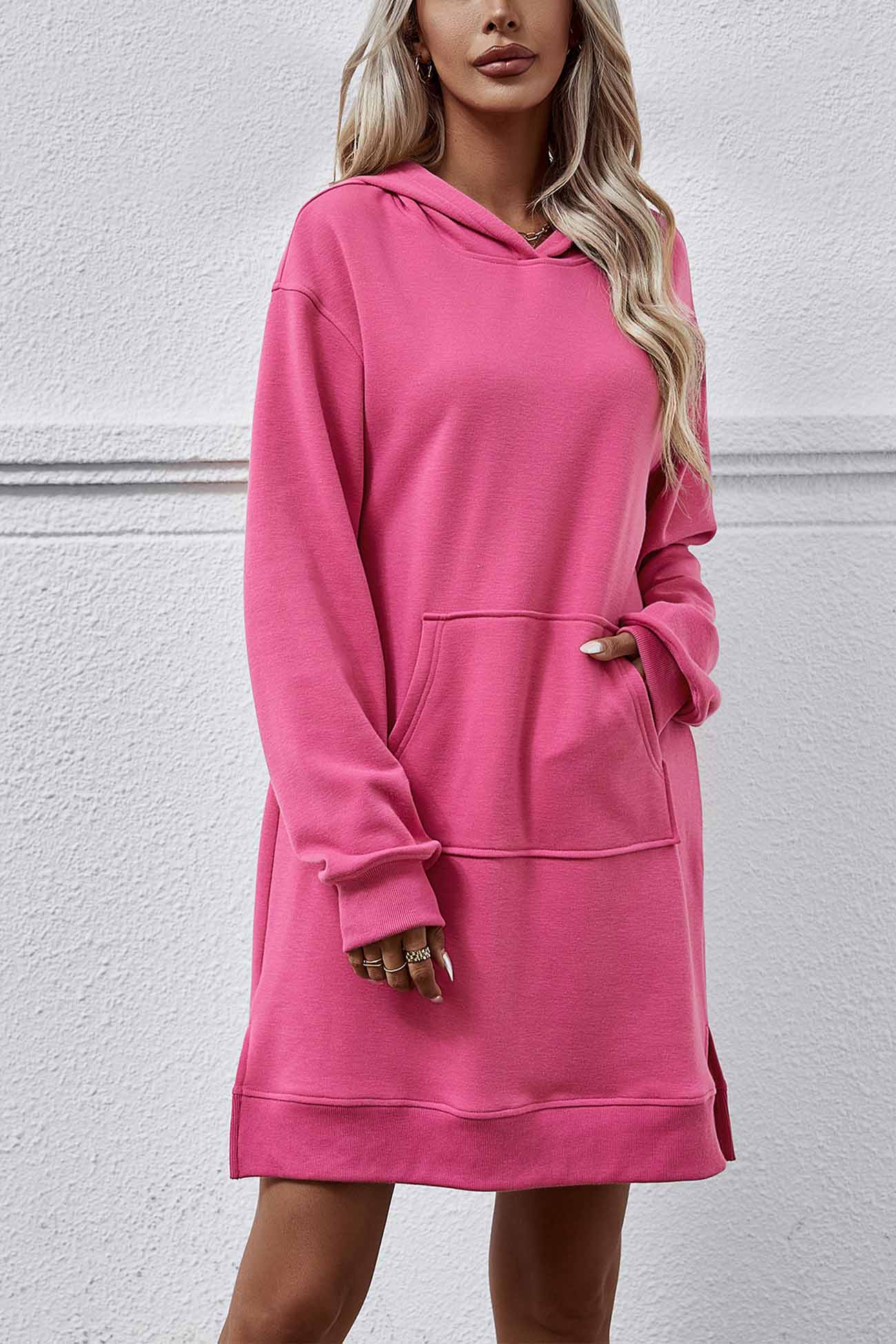 TastyHottie - Pocket Slit Midi Hoodie Dress