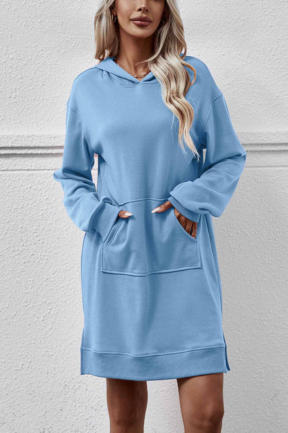 TastyHottie - Pocket Slit Midi Hoodie Dress