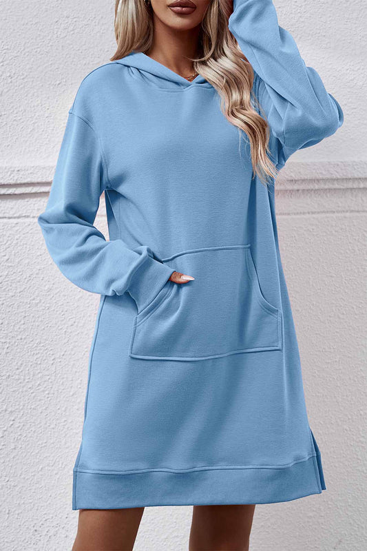 TastyHottie - Pocket Slit Midi Hoodie Dress