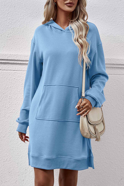 TastyHottie - Pocket Slit Midi Hoodie Dress