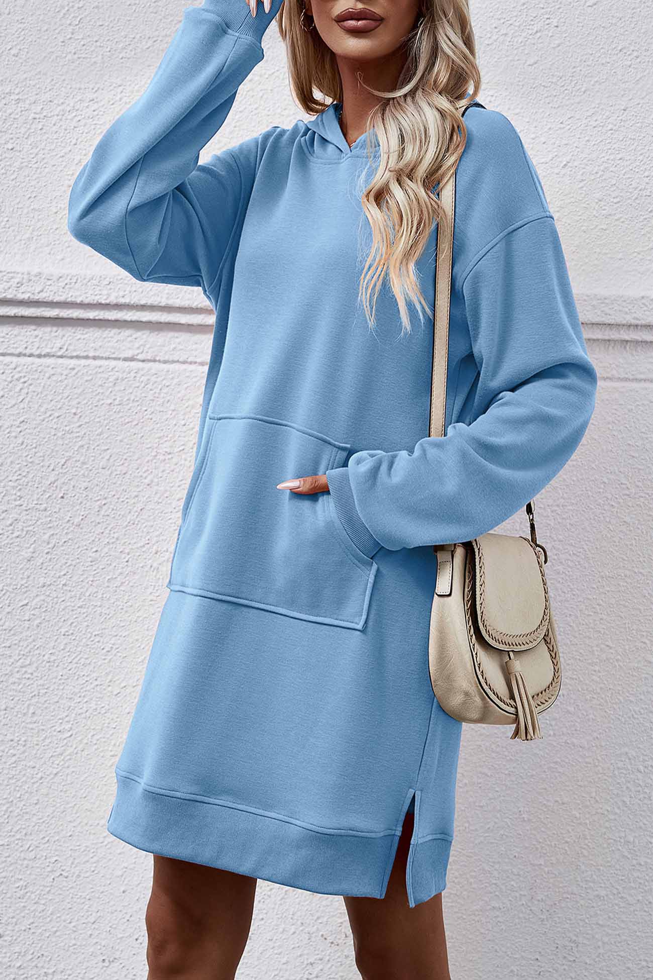 TastyHottie - Pocket Slit Midi Hoodie Dress