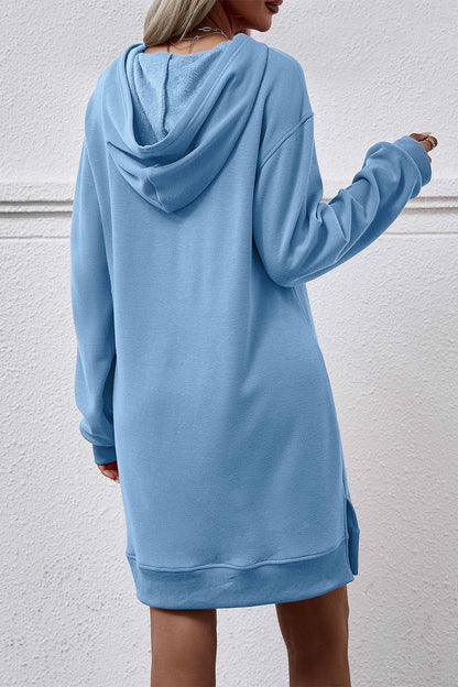 TastyHottie - Pocket Slit Midi Hoodie Dress