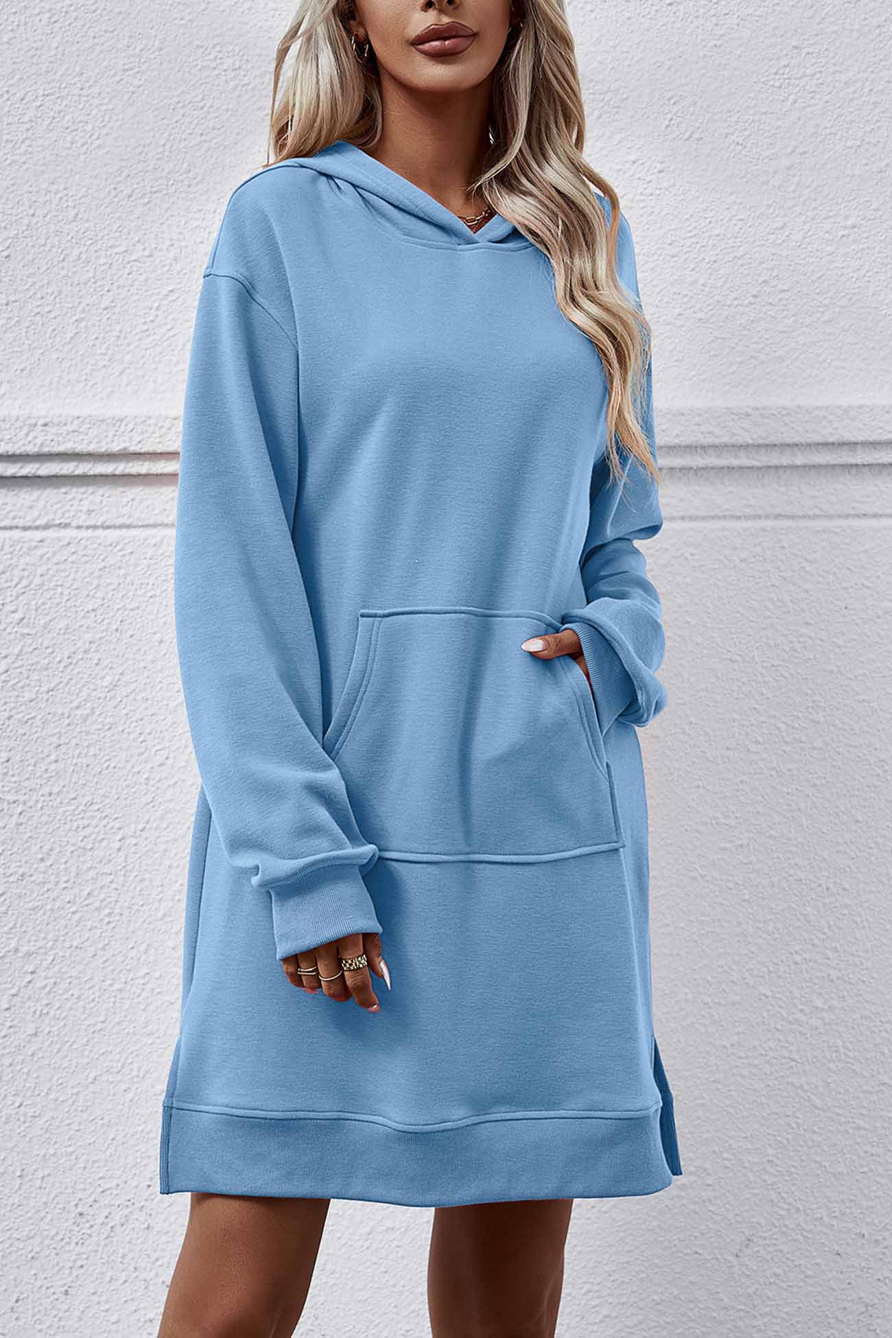 TastyHottie - Pocket Slit Midi Hoodie Dress